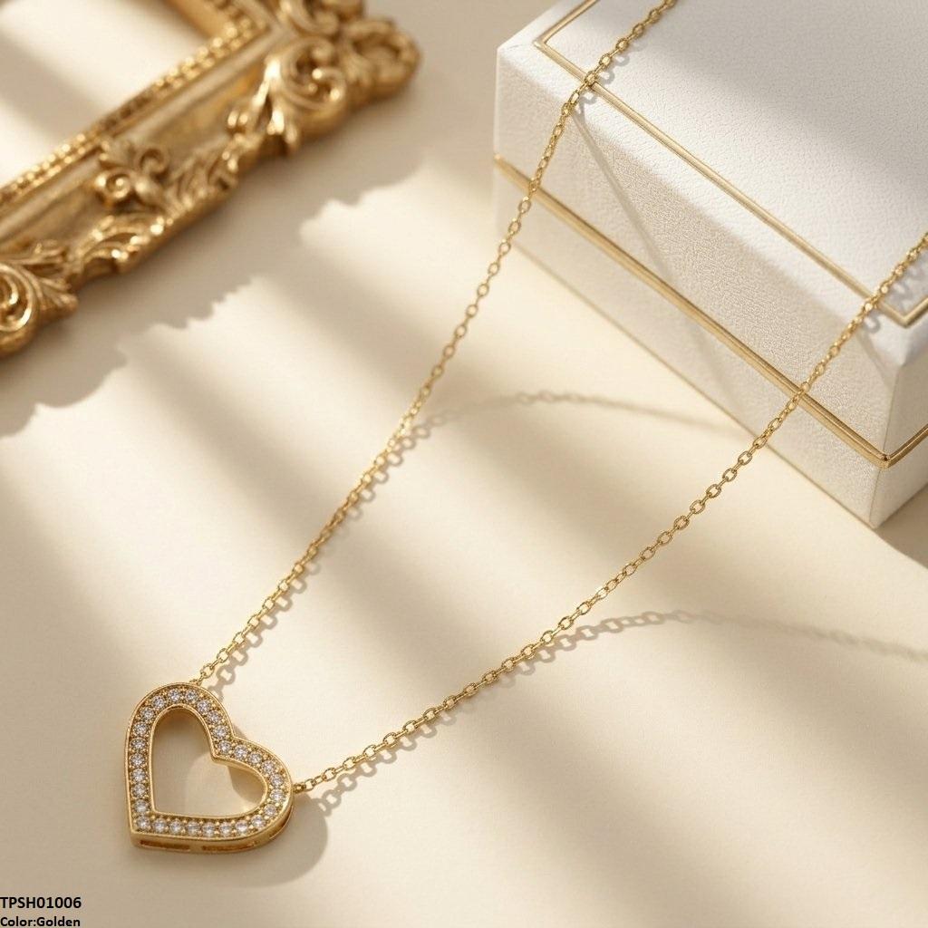 Stainless Steel Zircon Heart Pendant