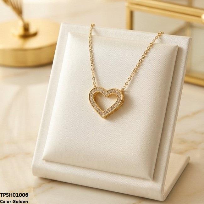 Stainless Steel Zircon Heart Pendant