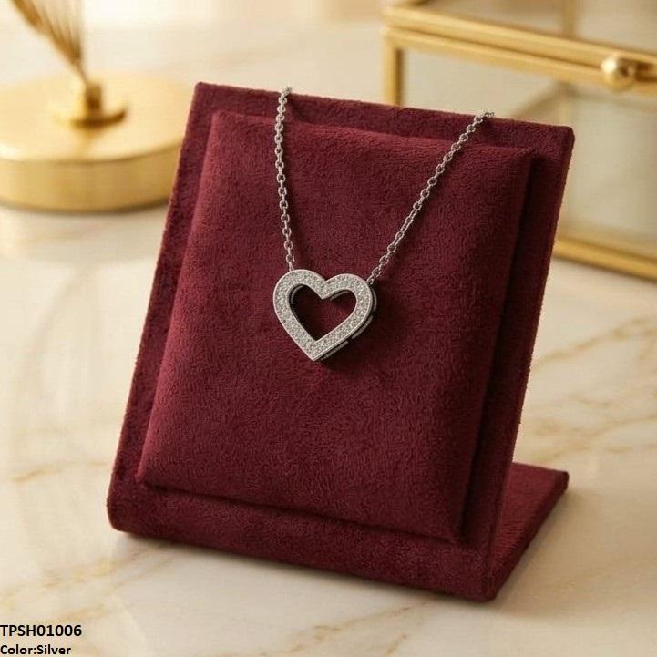 Stainless Steel Zircon Heart Pendant