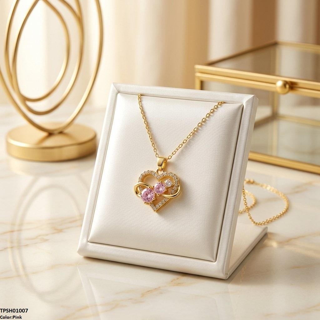 Stainless Steel Zircon Infinity Heart Pendant