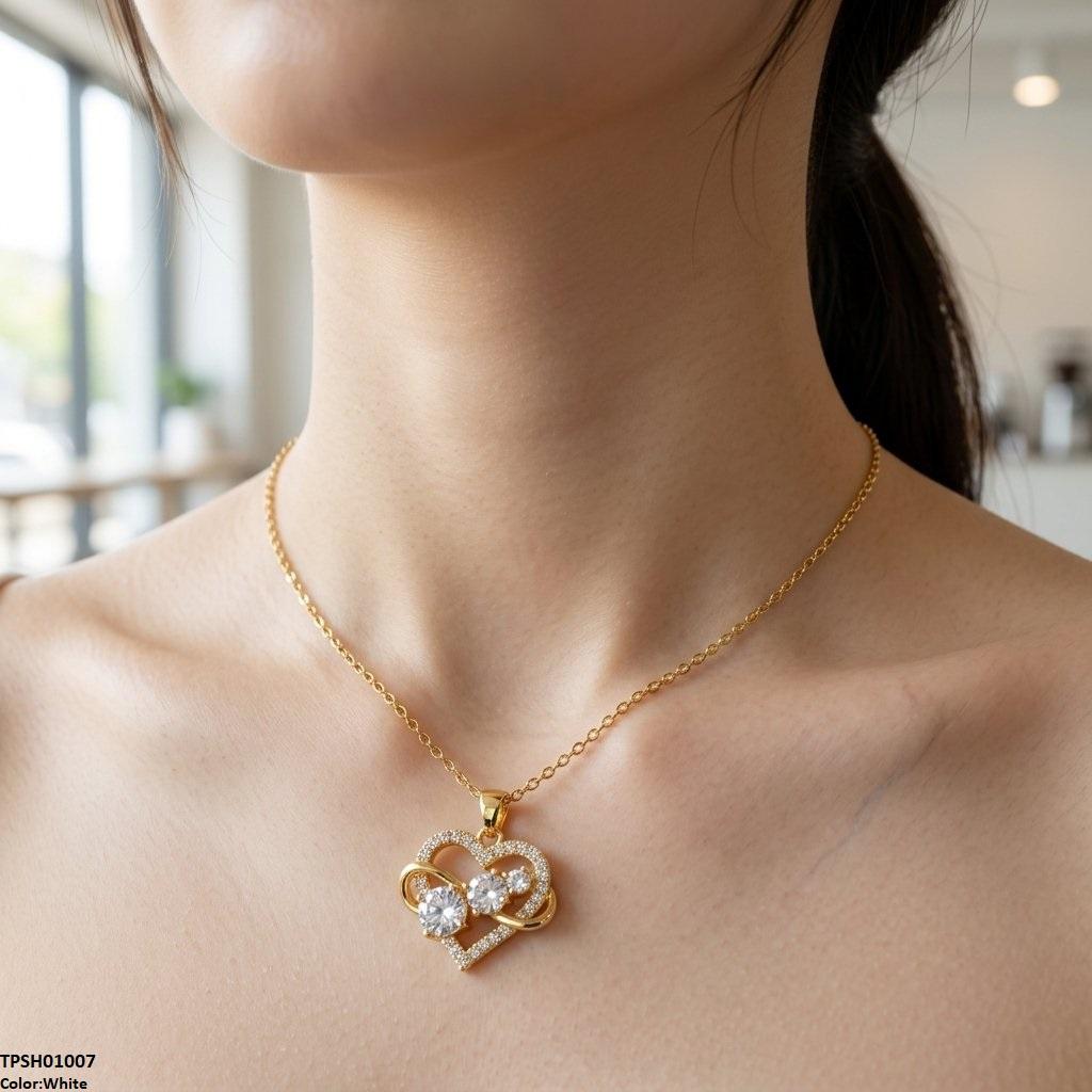 Stainless Steel Zircon Infinity Heart Pendant