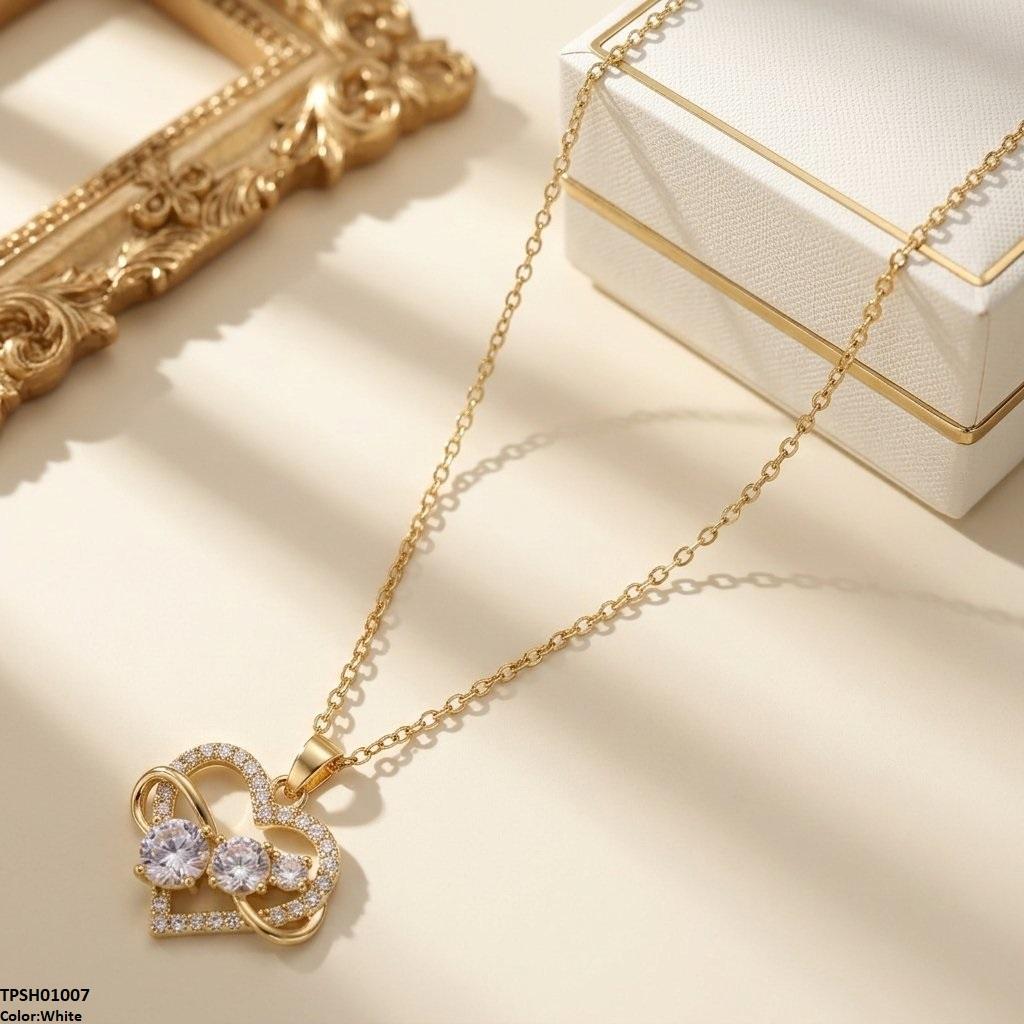 Stainless Steel Zircon Infinity Heart Pendant
