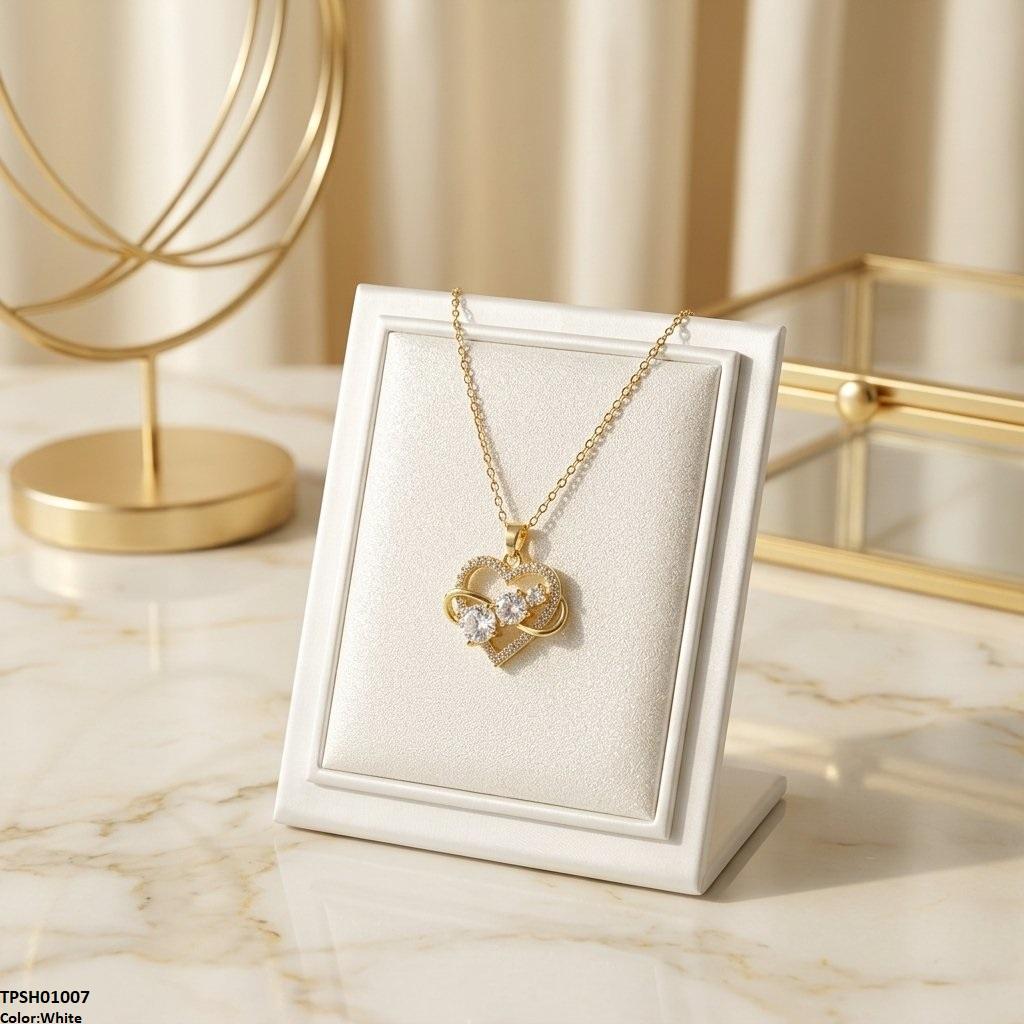 Stainless Steel Zircon Infinity Heart Pendant