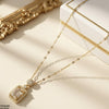 Stainless Steel Zircon Round/Square Drop Pendant