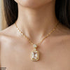 Stainless Steel Zircon Round/Square Drop Pendant