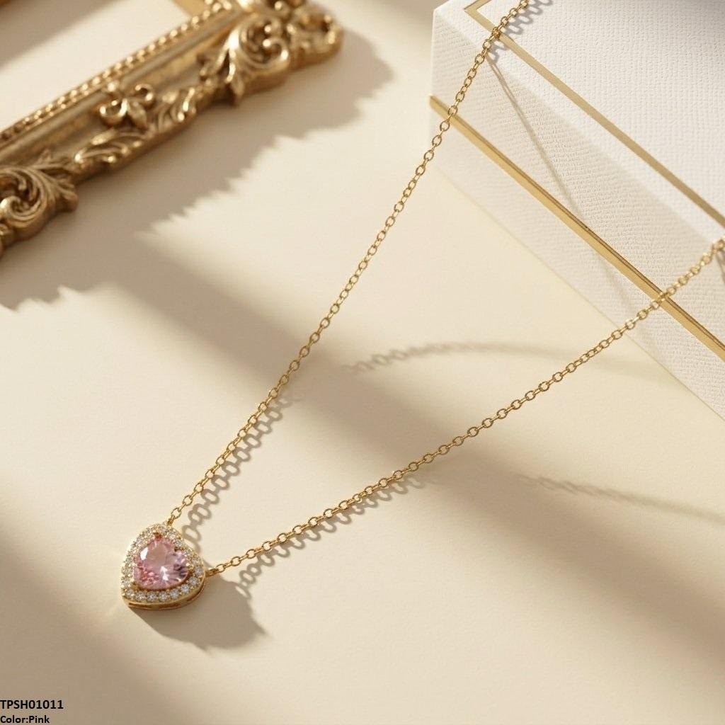 Stainless Steel Zircon Heart Pendant