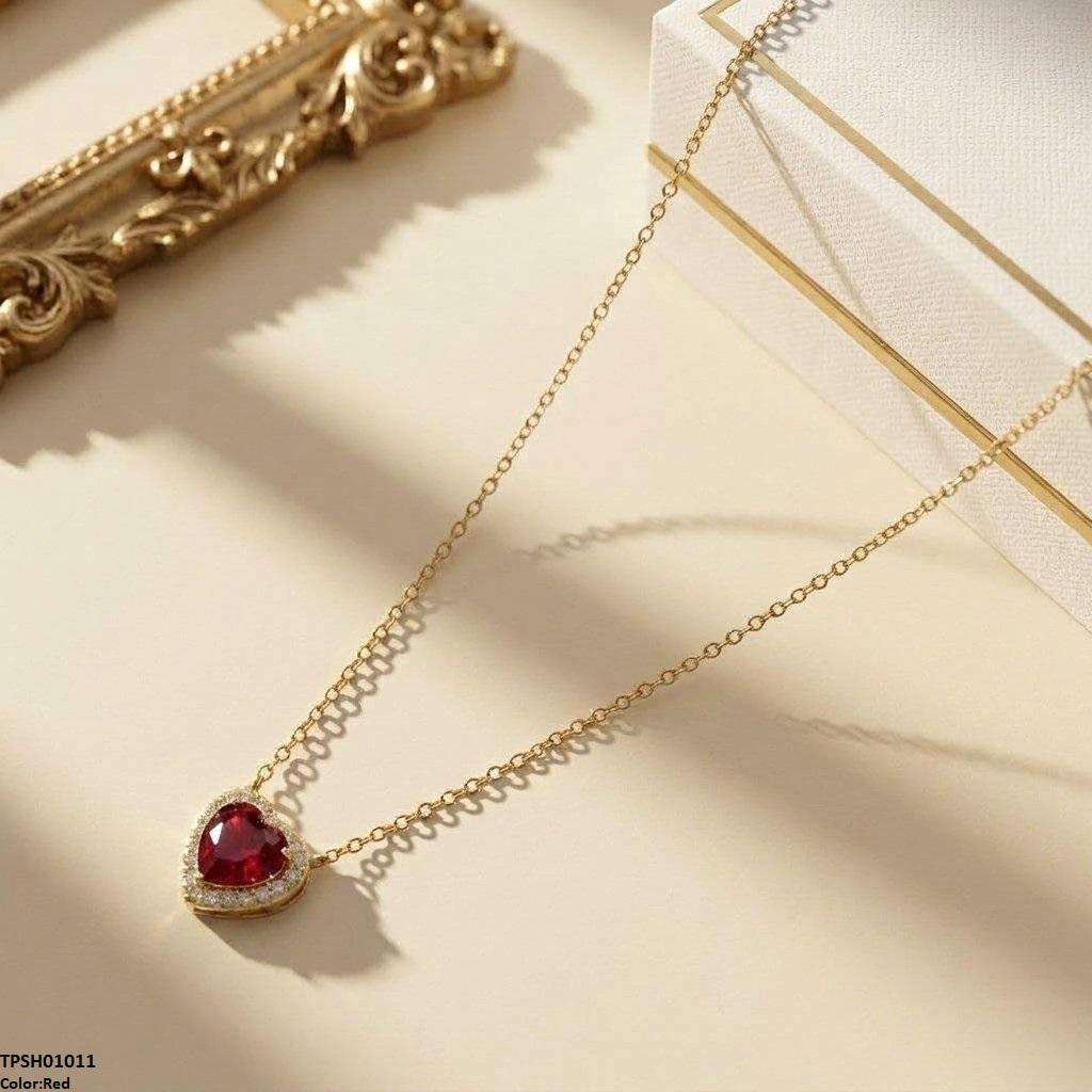 Stainless Steel Zircon Heart Pendant