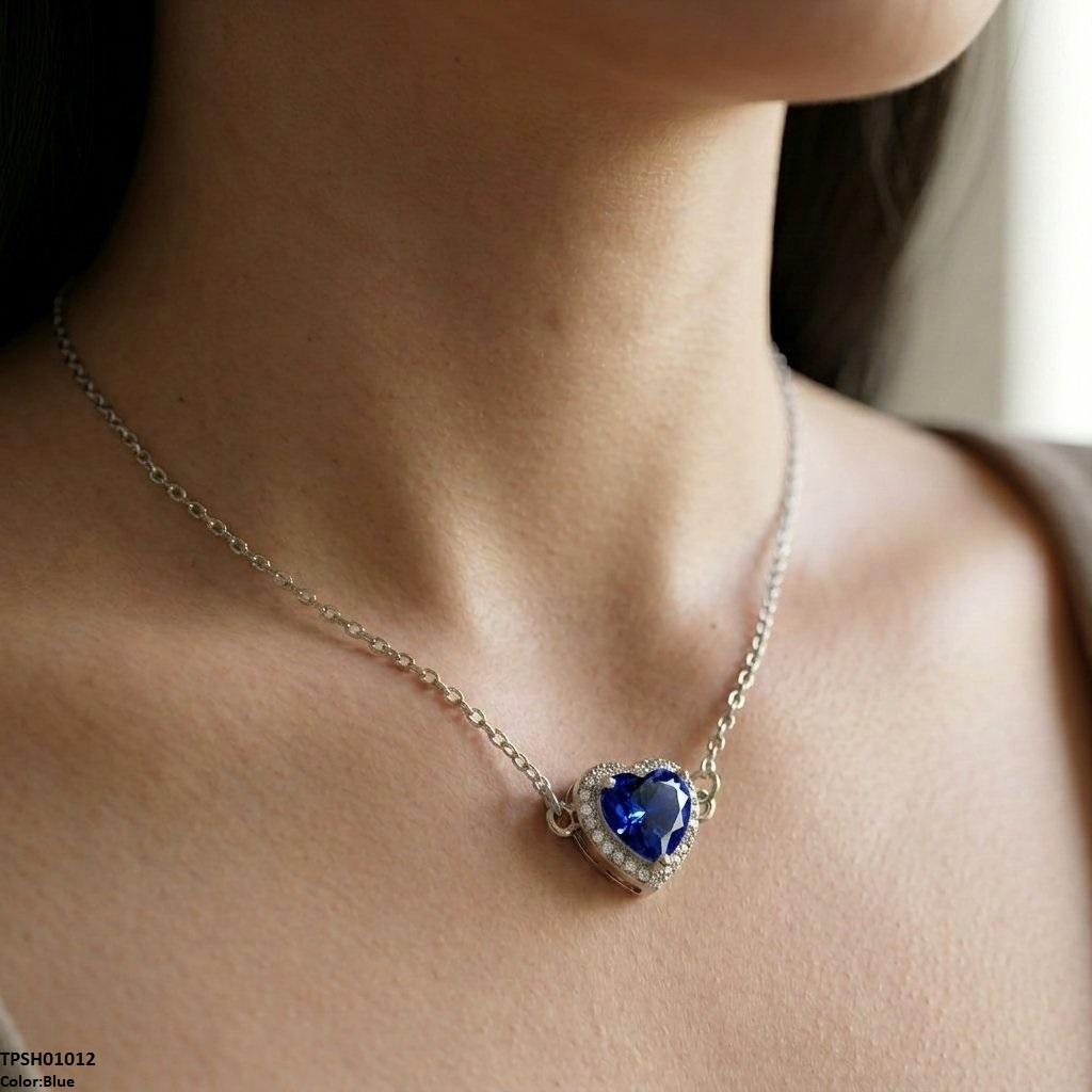Stainless Steel Zircon Heart Pendant