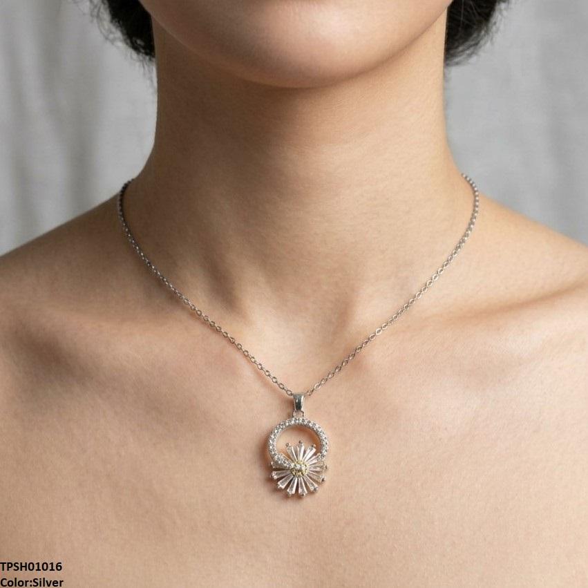 Stainless Steel Zircon Round Pendant