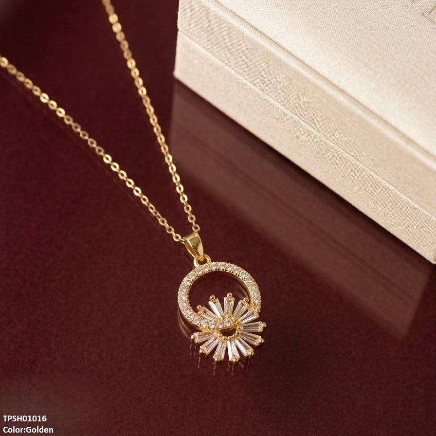 Stainless Steel Zircon Round Pendant