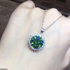 Round Green Stone Zircon Pendant