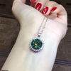 Round Green Stone Zircon Pendant
