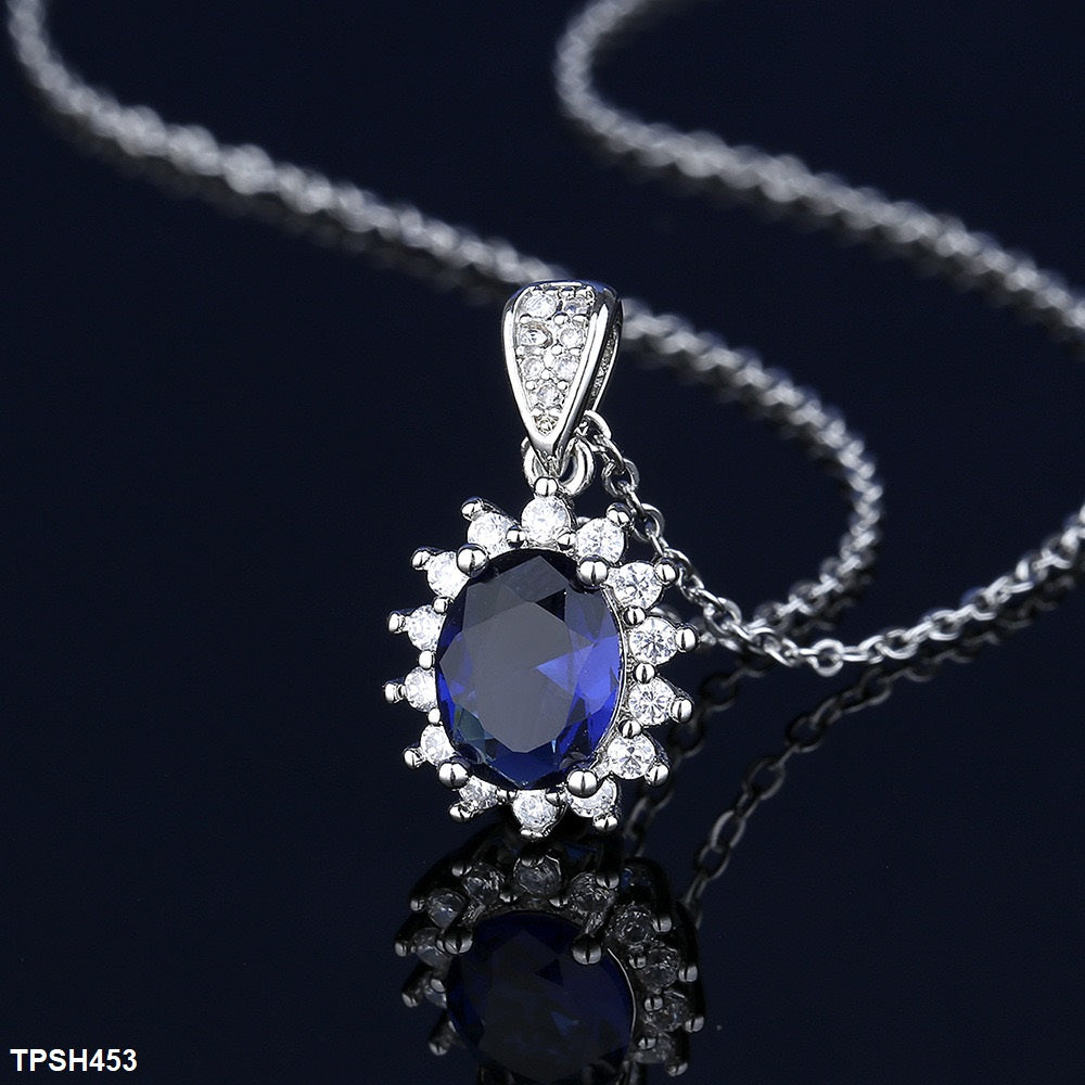 Oval Flower Zircon Pendant Set