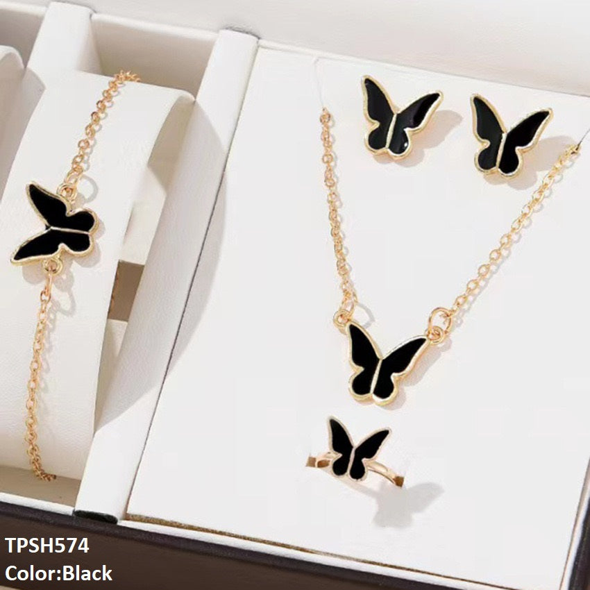 Painted Butterfly Pendant Set
