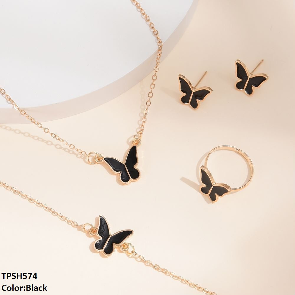 Painted Butterfly Pendant Set
