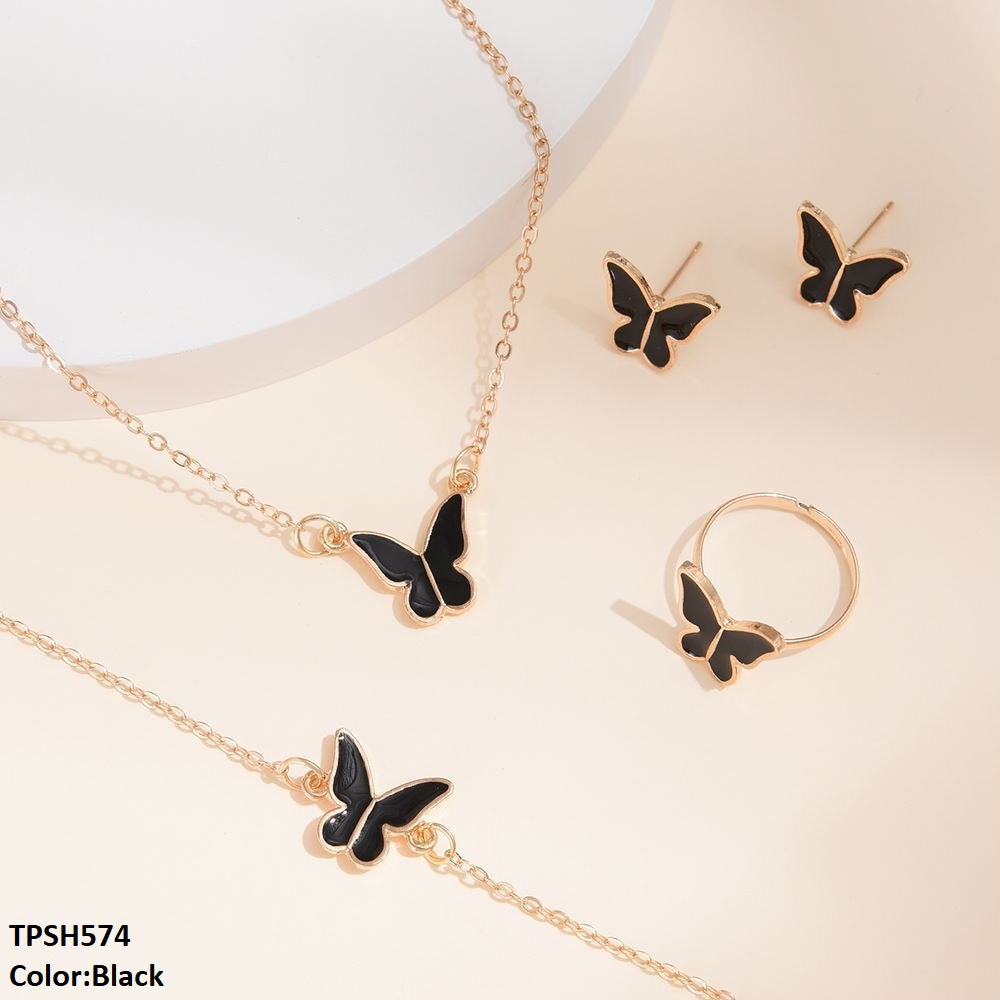Painted Butterfly Pendant Set