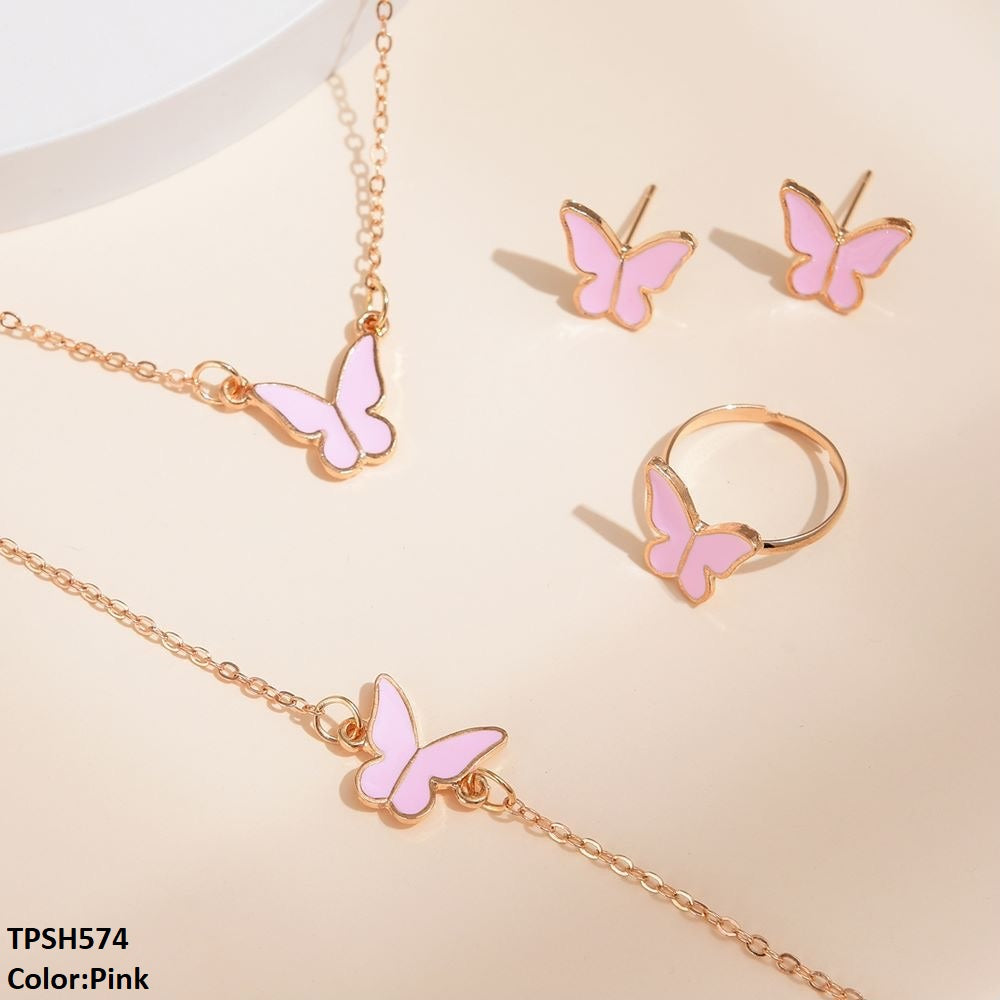 Painted Butterfly Pendant Set