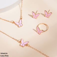 Painted Butterfly Pendant Set