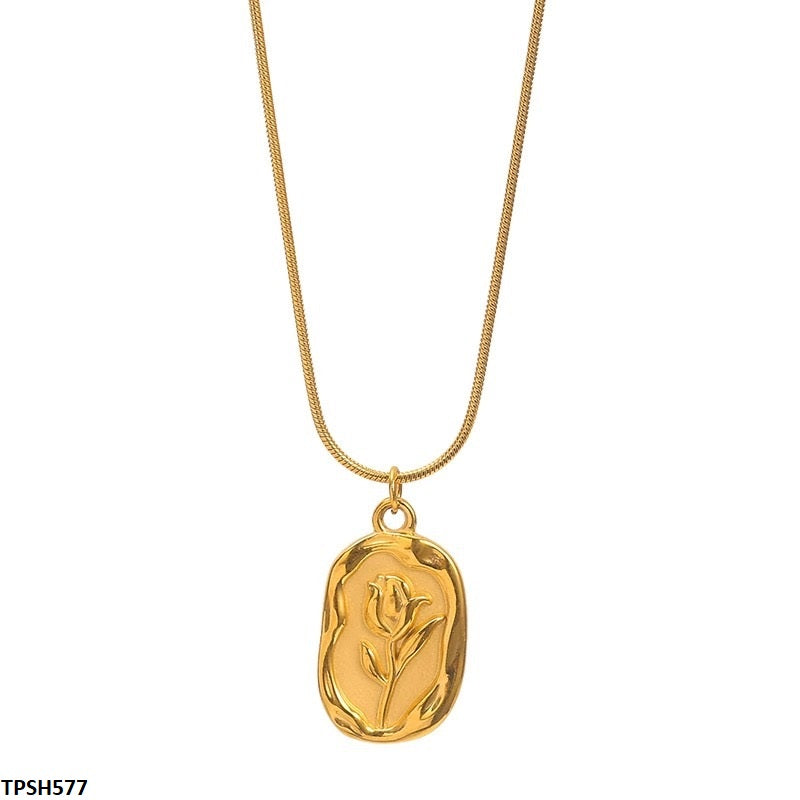 Printed Flower Stainless Steel Pendent