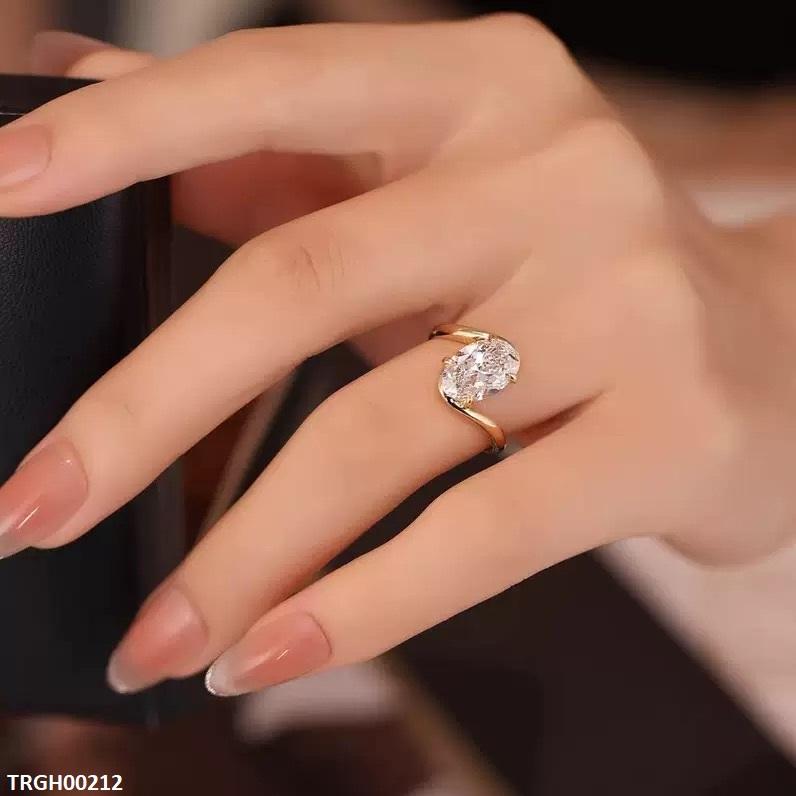 Oval Zircon Stone Ring Adjustable