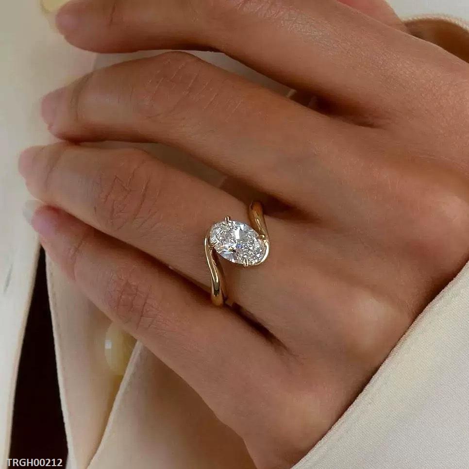 Oval Zircon Stone Ring Adjustable