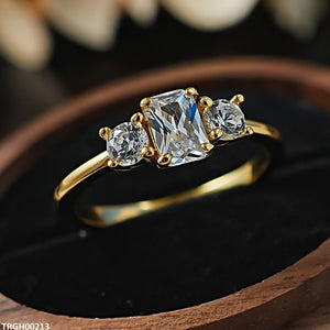Rectangle Zircon Stone Ring Adjustable