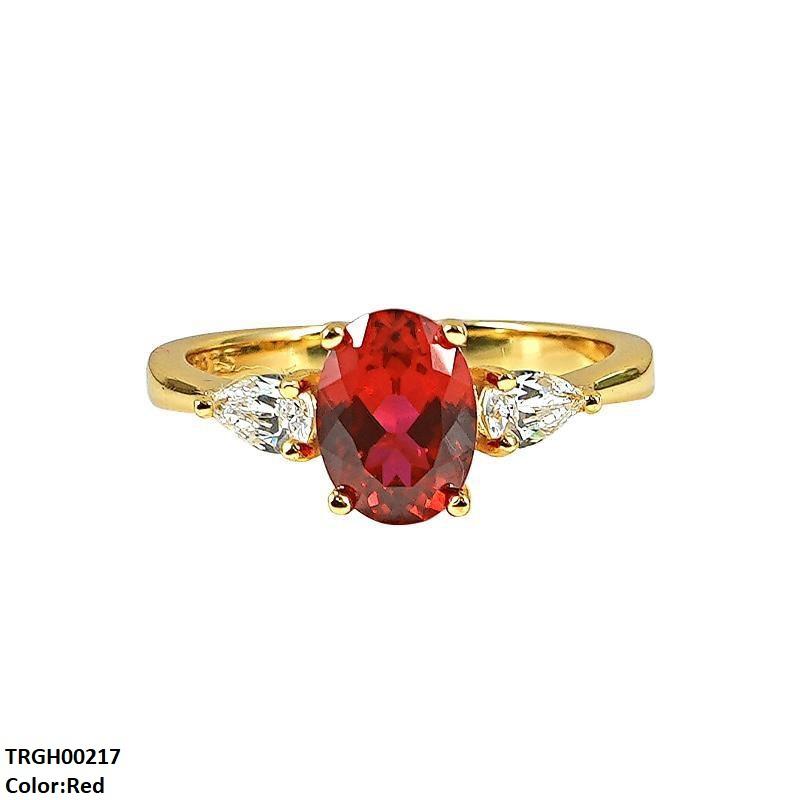 Oval Stone Zircon Stone Ring Adjustable