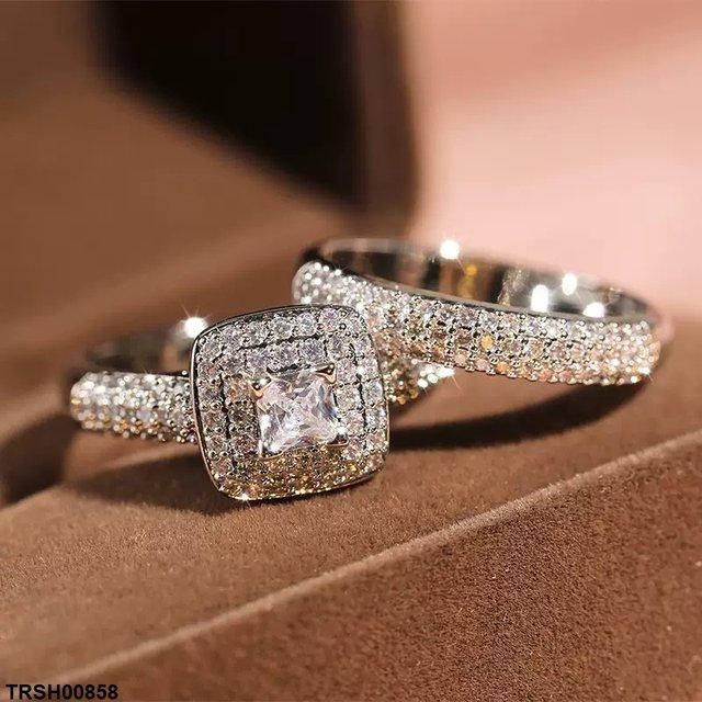 Square Couple Zircon Ring