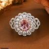 Oval Flower Zircon Ring