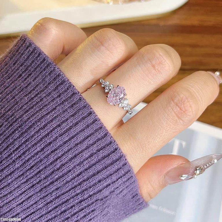 Oval Pink Zircon Stone Ring Adjustable