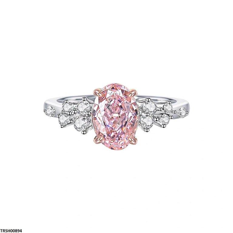 Oval Pink Zircon Stone Ring Adjustable