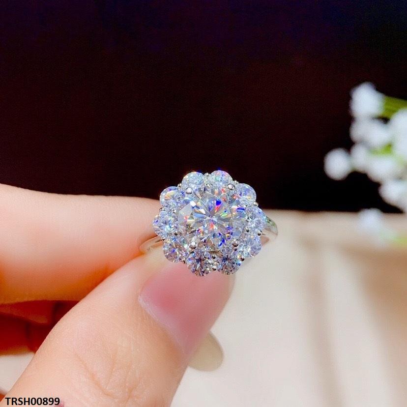 Flower Zircon Stone Ring Adjustable
