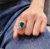 Greenish Square Step Butterfly Ring