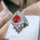 Orange Zircon Flower Adjustable Ring