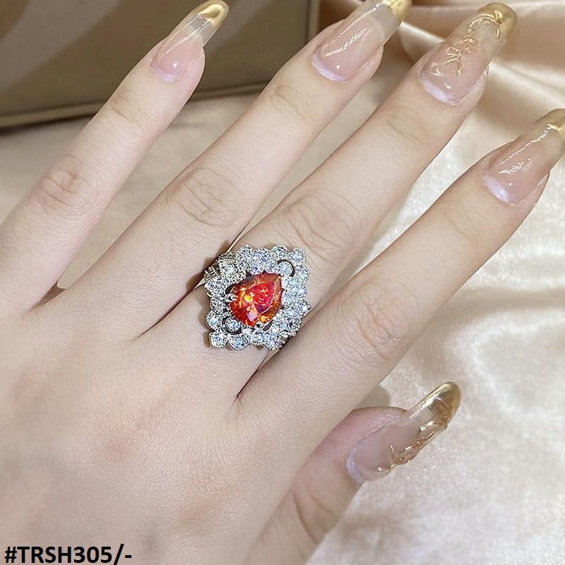 Orange Zircon Flower Adjustable Ring