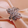 Double Leaf Zircon Ring
