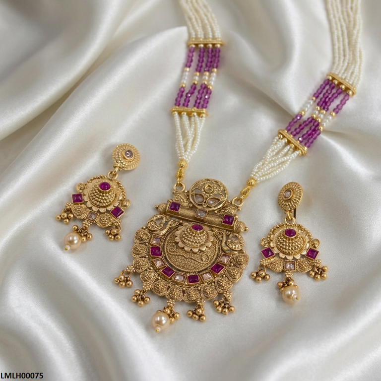Square Pearl Drop Mala Set