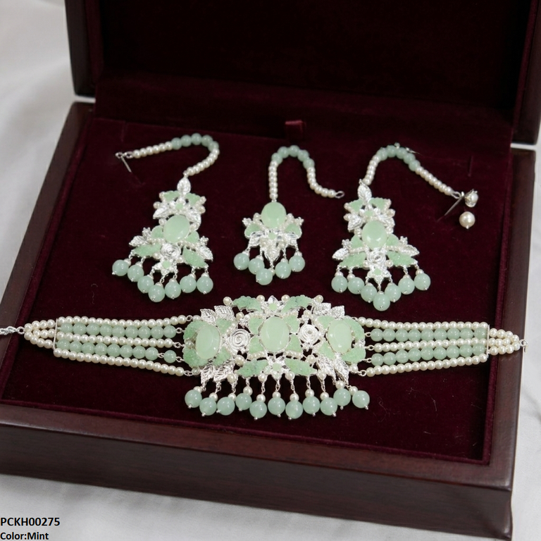 Oval Pearl Drop Choker Set