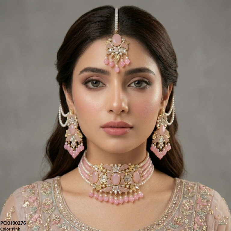 Oval Pearl Drop Choker Set