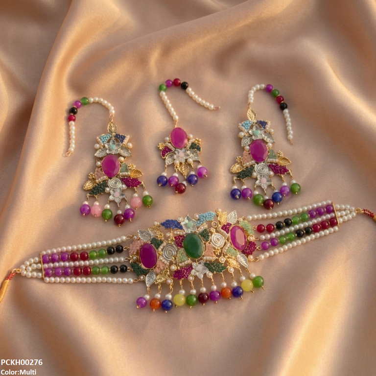 Oval Pearl Drop Choker Set