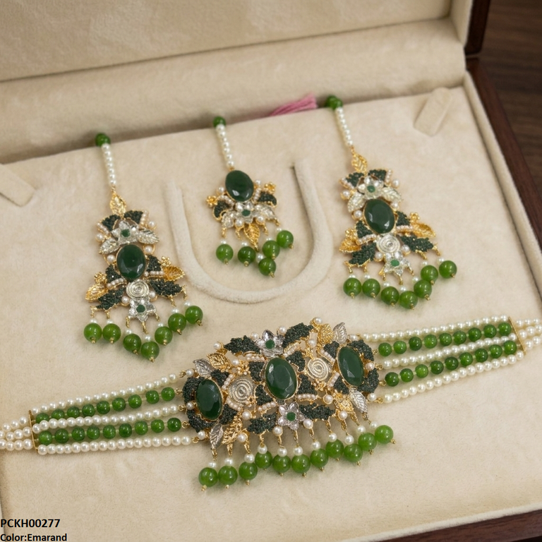Oval Pearl Drop Choker Set