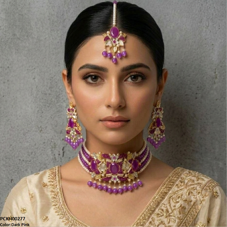 Oval Pearl Drop Choker Set