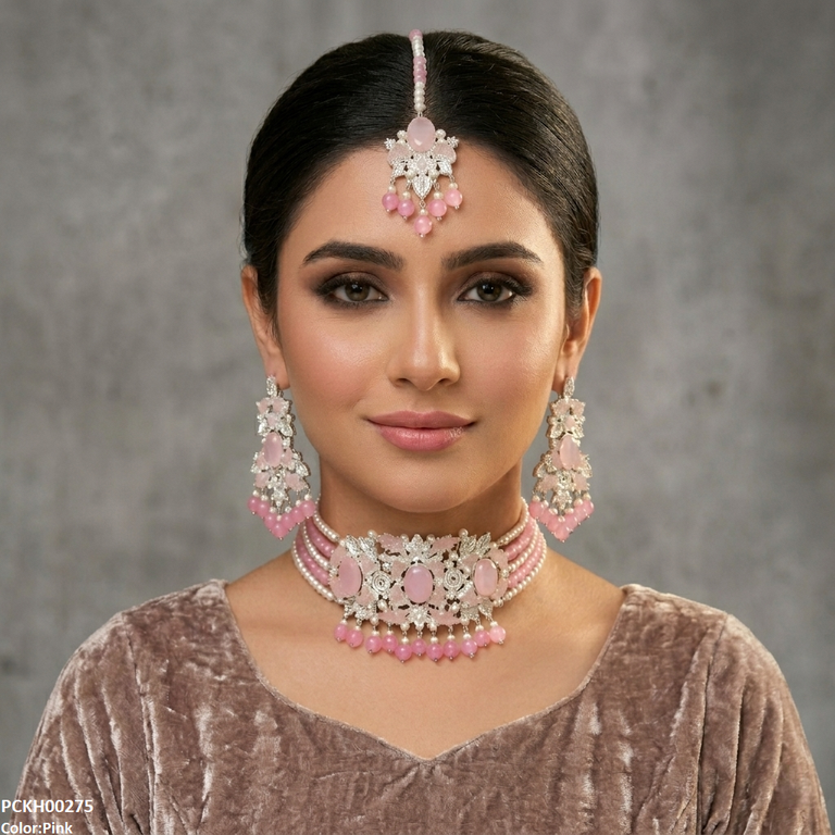 Oval Pearl Drop Choker Set