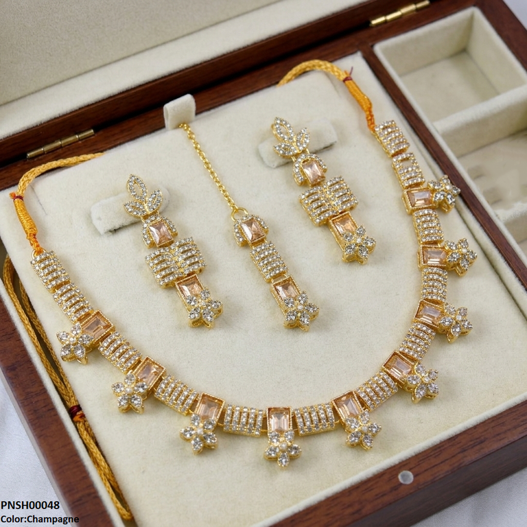 Square Flower Necklace Set
