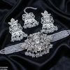 Round Flower Pearl Drop Choker Set