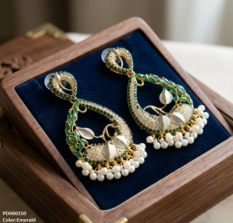 Tear Leaf Pearl Drop Earrings