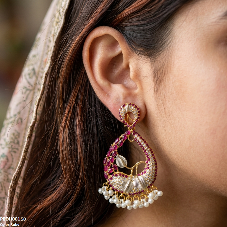Tear Leaf Pearl Drop Earrings