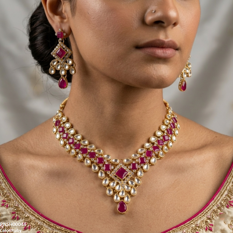 Square /Tear Stone Necklace Set