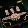Rectangle Flower Pearl Drop Choker Set