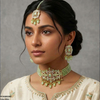 Rectangle Flower Pearl Drop Choker Set